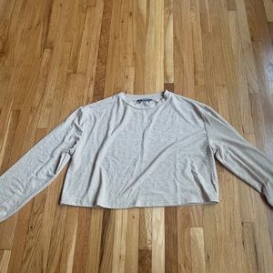 long sleeve tan crop top
